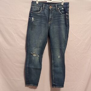 Silver Jeans Distressed Ankle Crop in Medium Blue